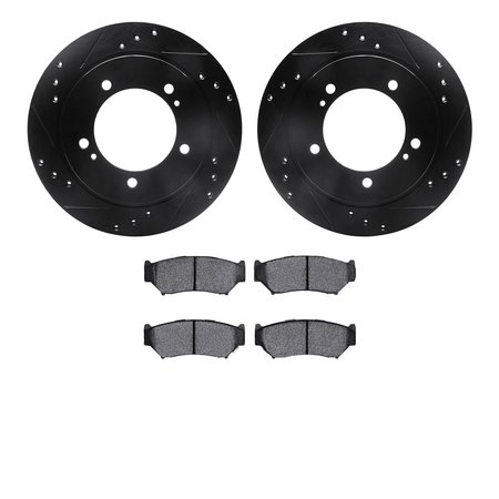 DYNAMIC FRICTION CO 8502-47274, Rotors-Drilled and Slotted-Black with 5000 Advanced Brake Pads, Zinc Coated 8502-47274
